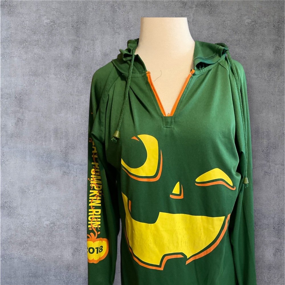 SourFish Events Green Runners Hoodie with Yellow Orange autumn design medium